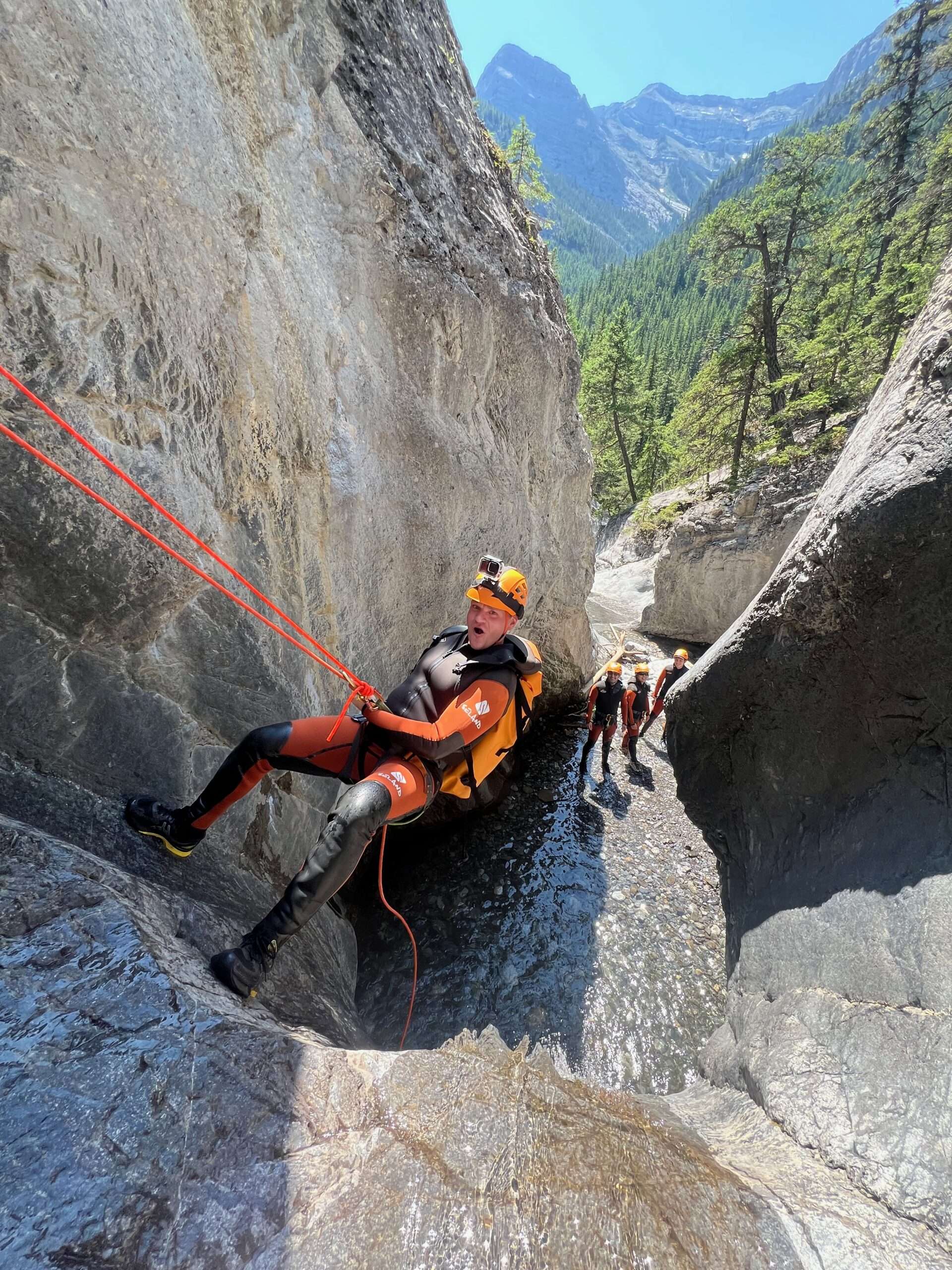 Banff Canmore Canyoning Tour fun rappel