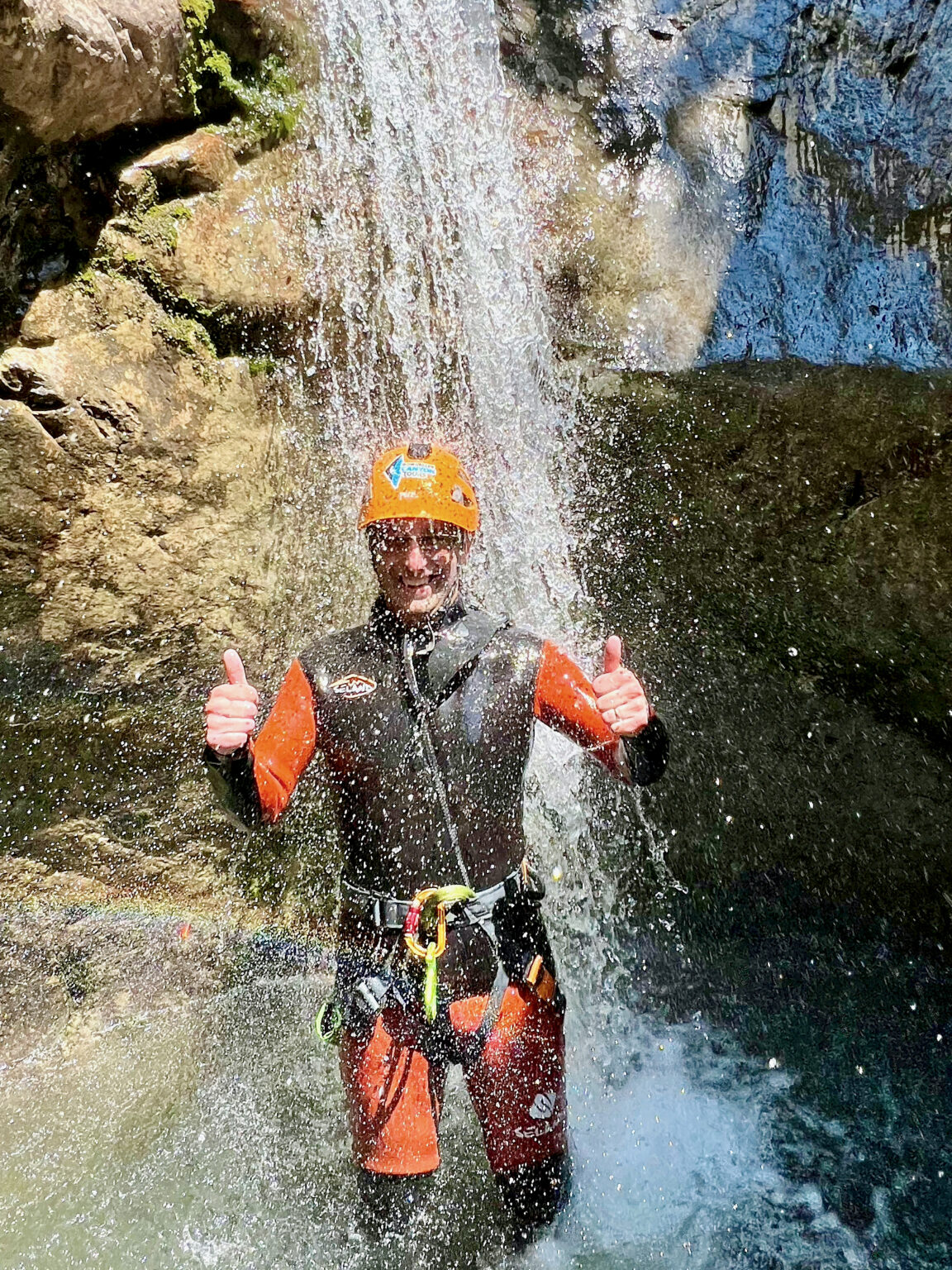 Banff Canmore Canyoning Tour wet waterfall